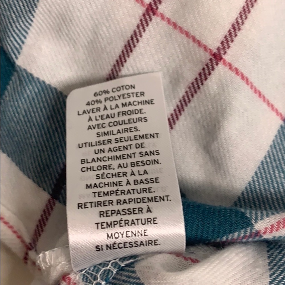 Make & Model Plaid Tab Sleeve Button leisure blue pajama Top small women’s - Picture 8 of 8